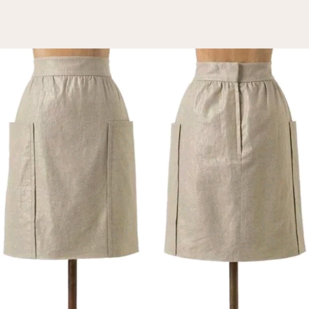 Anthropologie Cartonnier size 2 Tan Gold Skirt Pockets